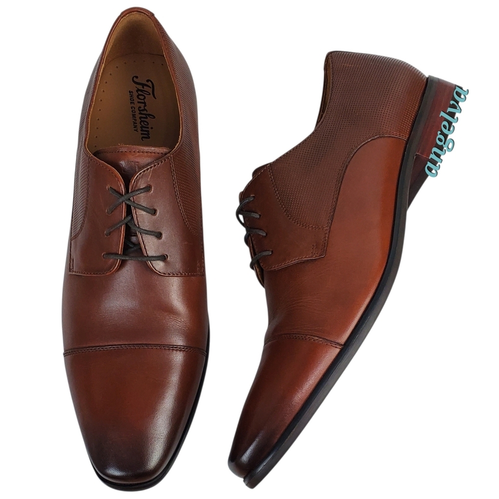 New Florsheim 11.5 D Postino cap toe oxford shoes cognac leather preppy academia